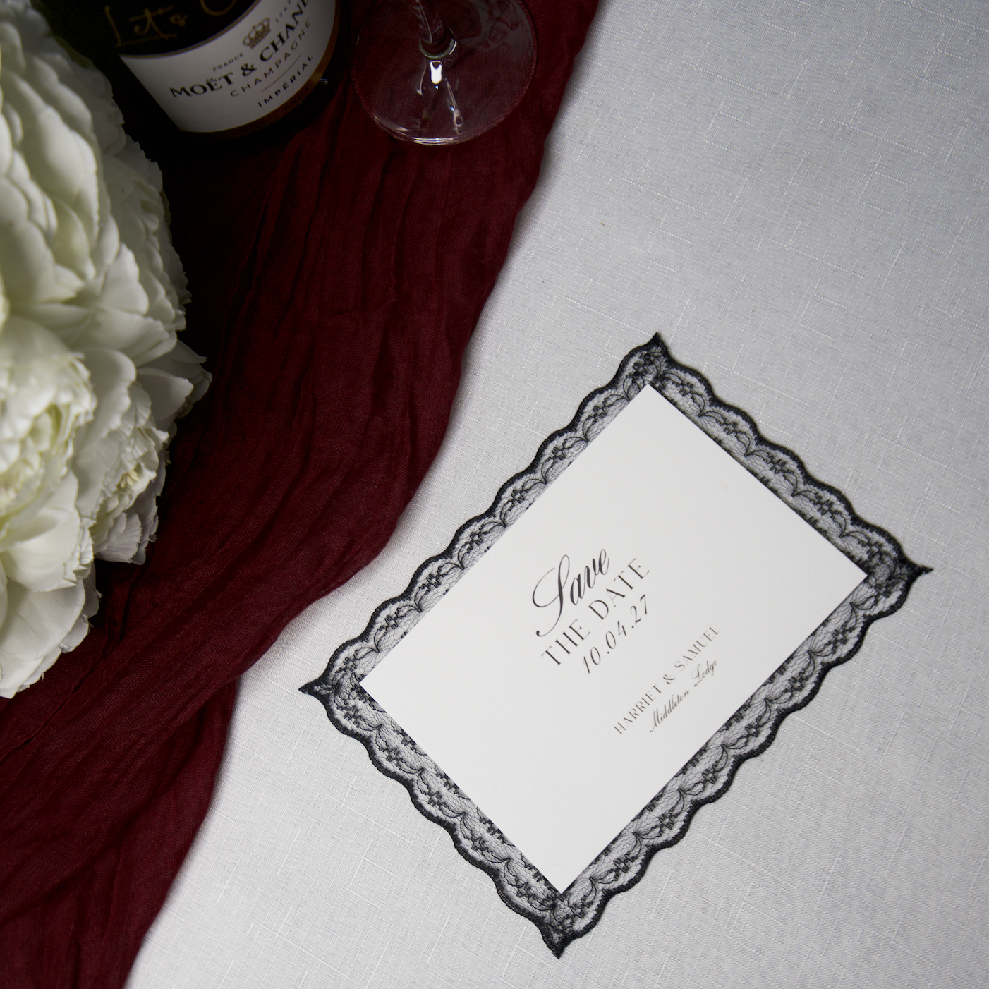 LACE TRIM SAVE THE DATE CARD