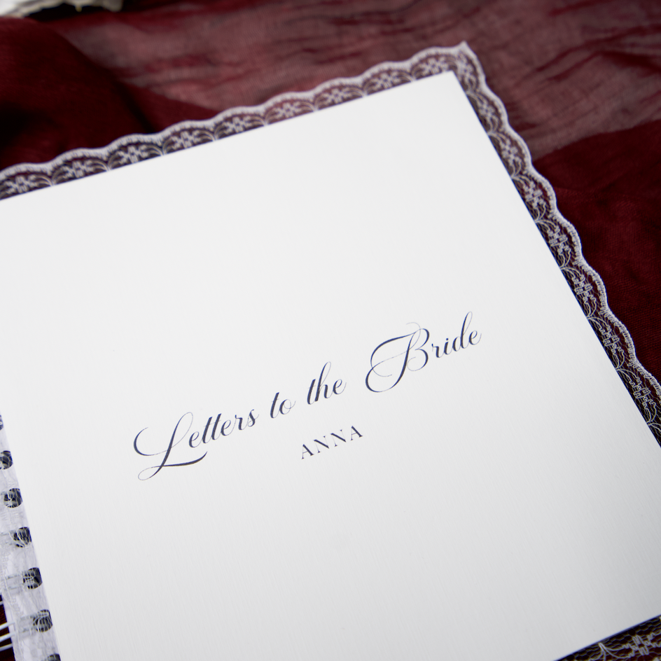 LETTERS TO THE BRIDE BOOK WITH WHITE LACE TRIM