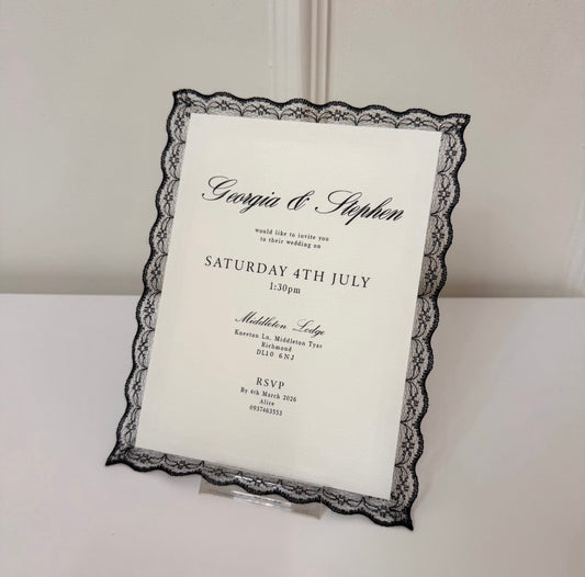 LACE TRIM WEDDING INVITATION