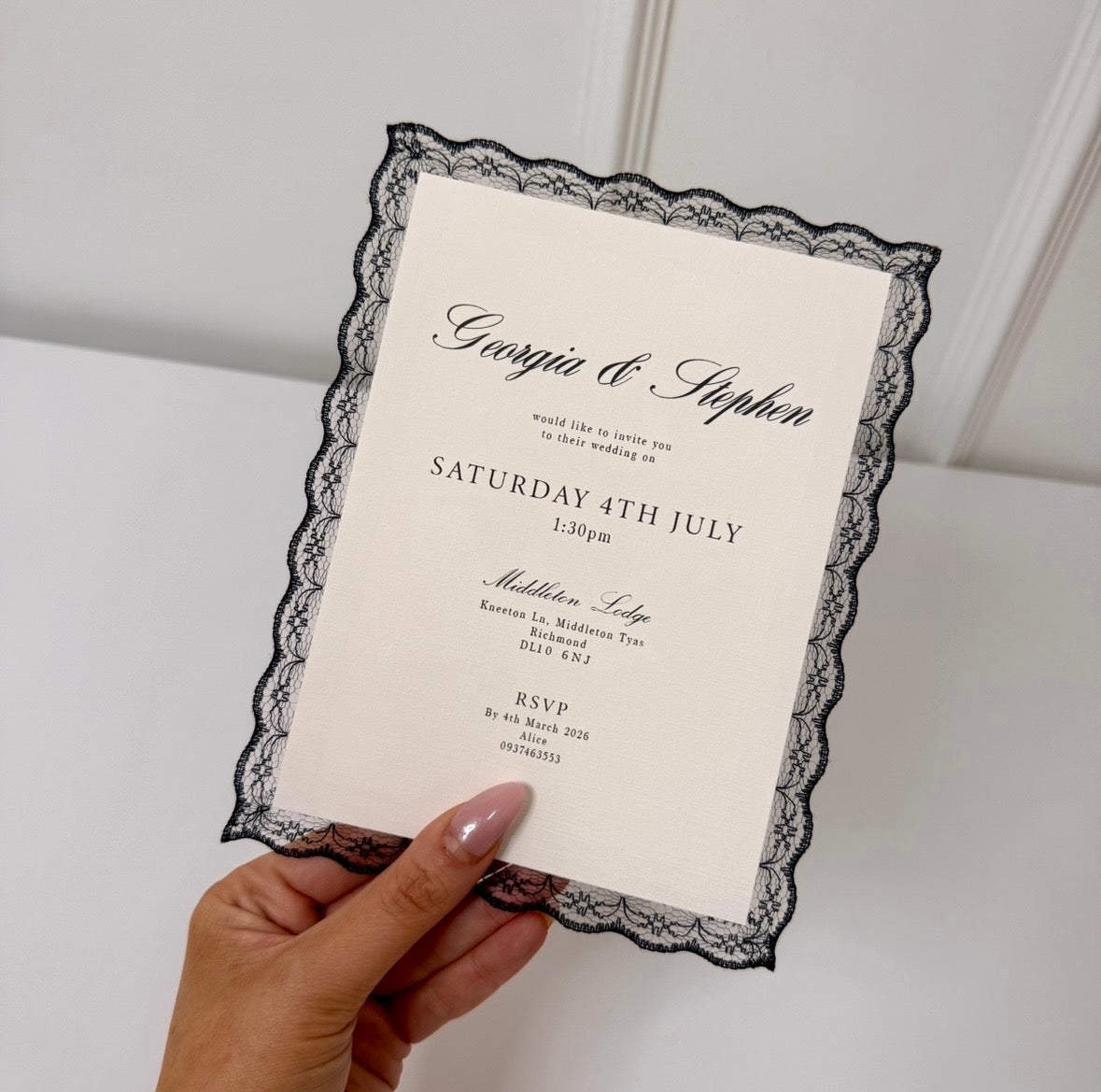 LACE TRIM WEDDING INVITATION