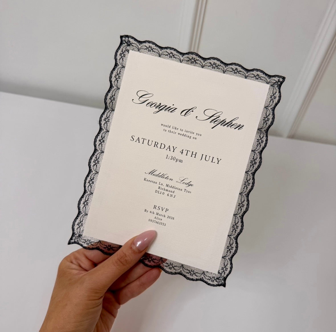 LACE TRIM WEDDING INVITATION