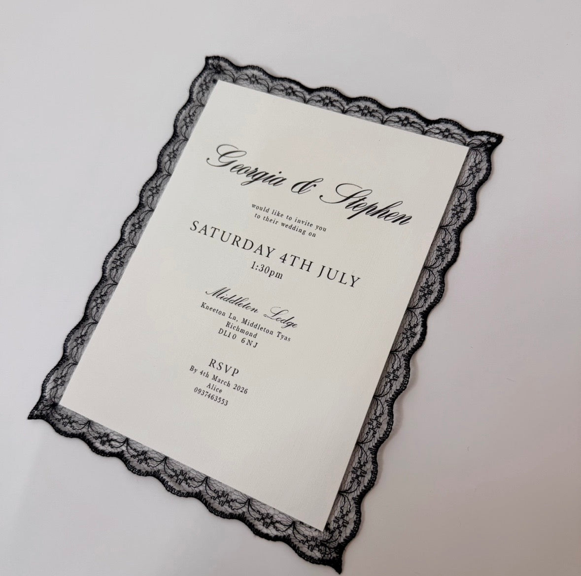 LACE TRIM WEDDING INVITATION