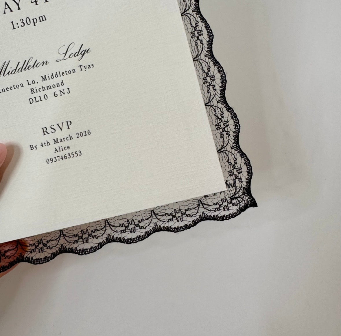LACE TRIM WEDDING INVITATION