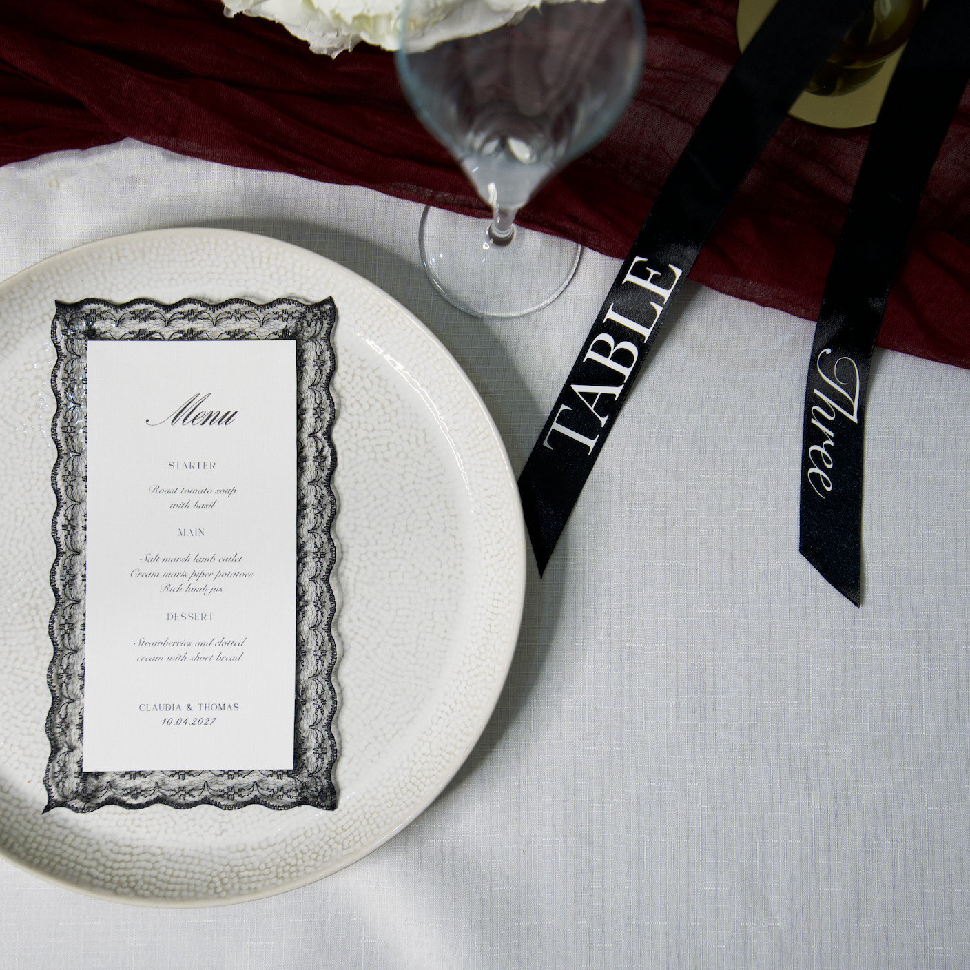 TABLE NUMBER CANDLESTICK RIBBONS