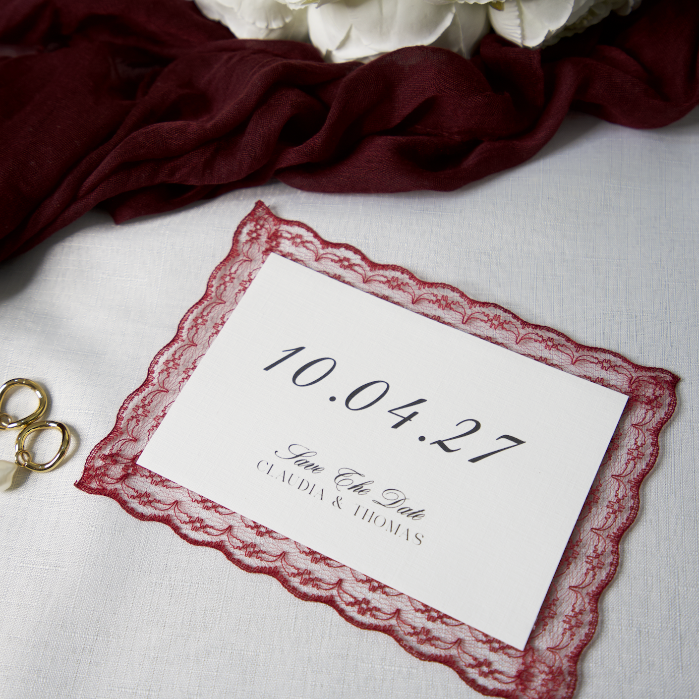 LACE TRIM SAVE THE DATE CARD