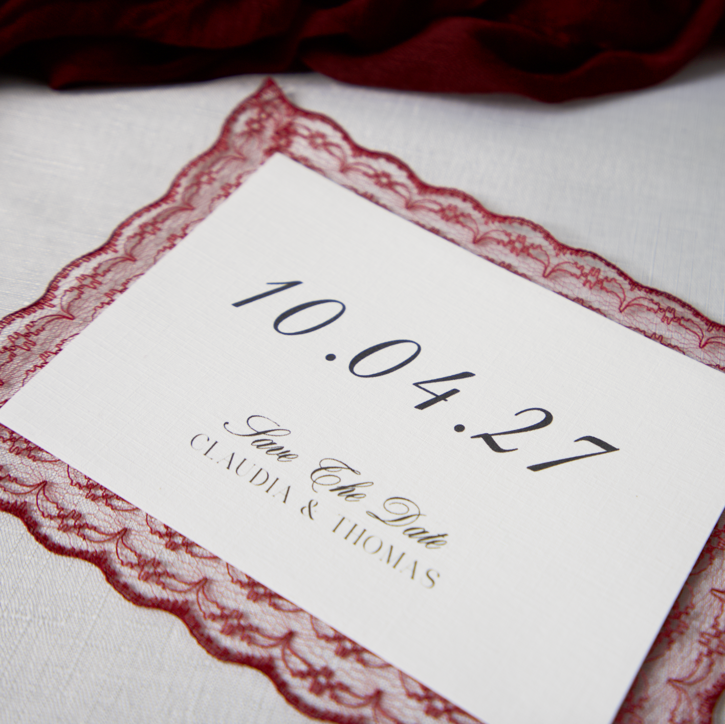 LACE TRIM SAVE THE DATE CARD