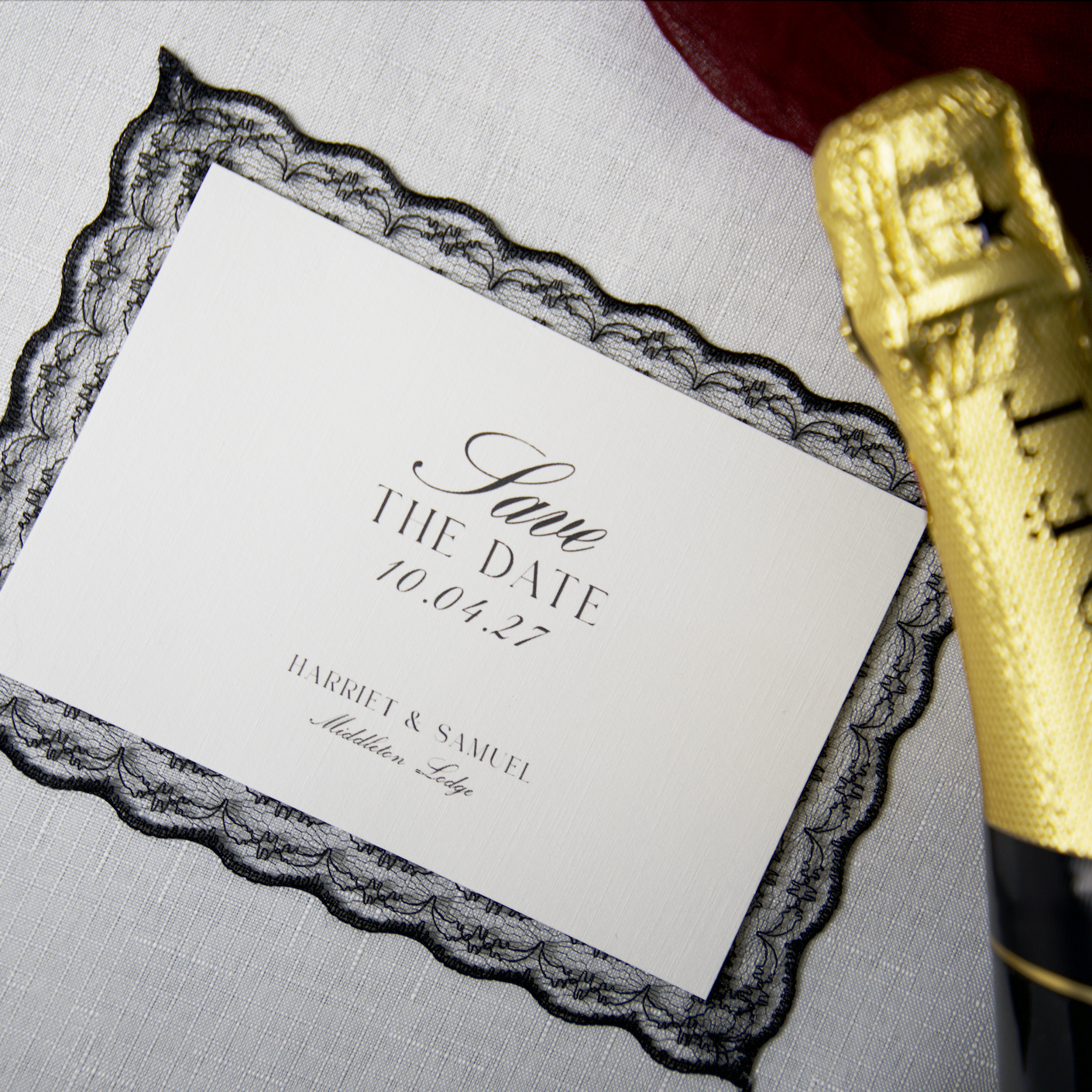 LACE TRIM SAVE THE DATE CARD