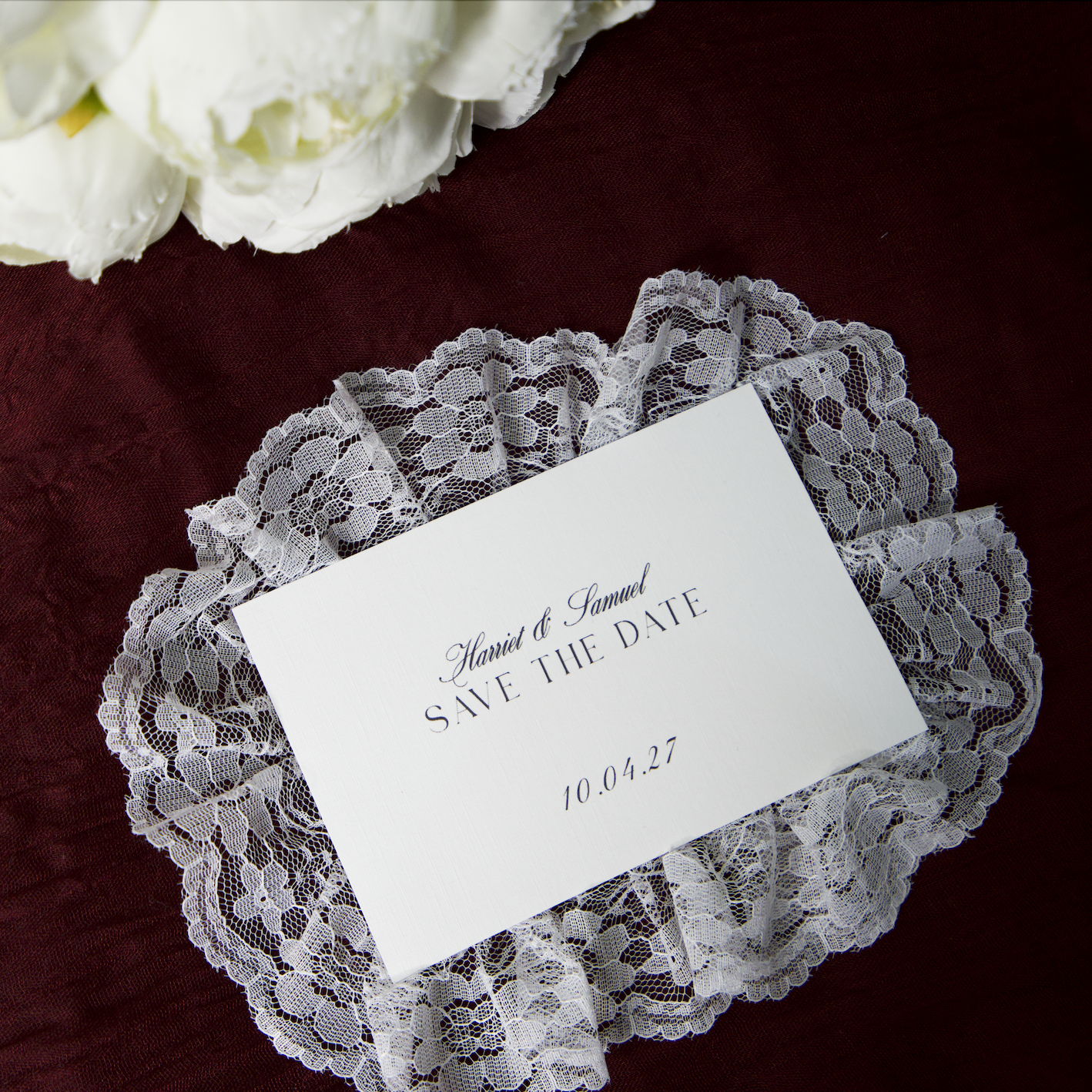 LACE FRILL SAVE THE DATE CARD
