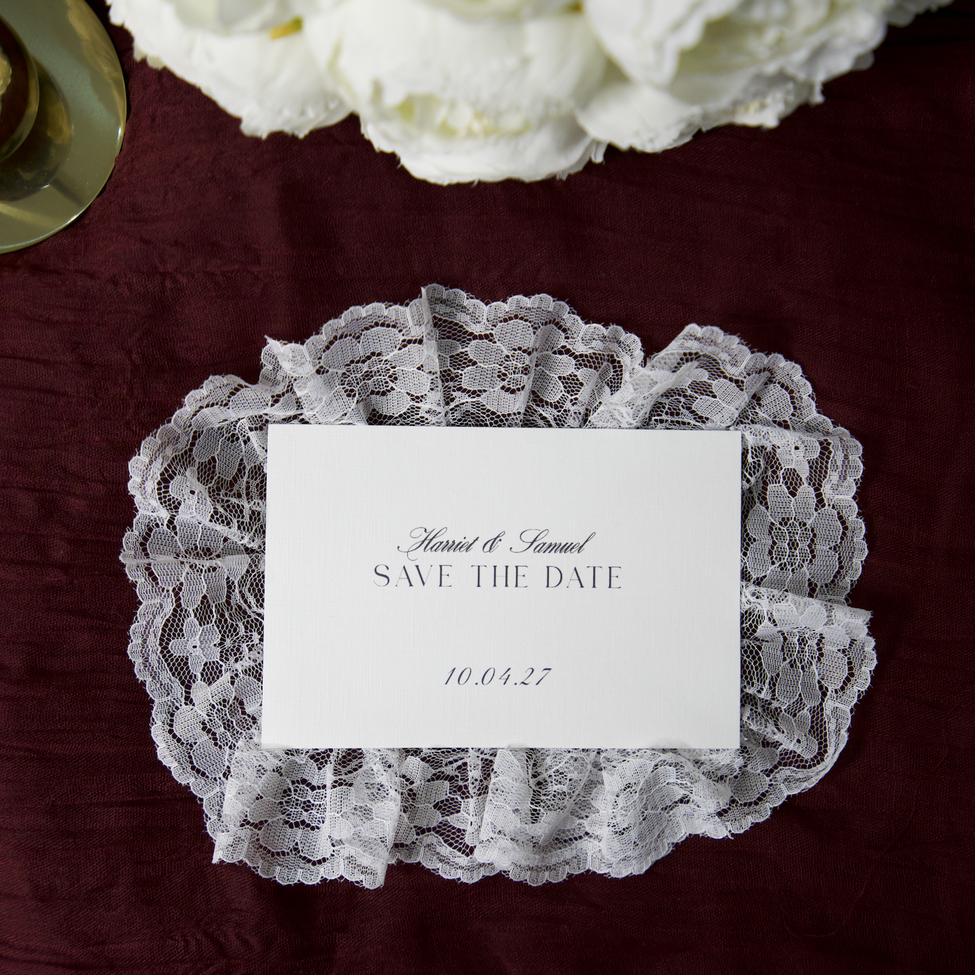 LACE FRILL SAVE THE DATE CARD