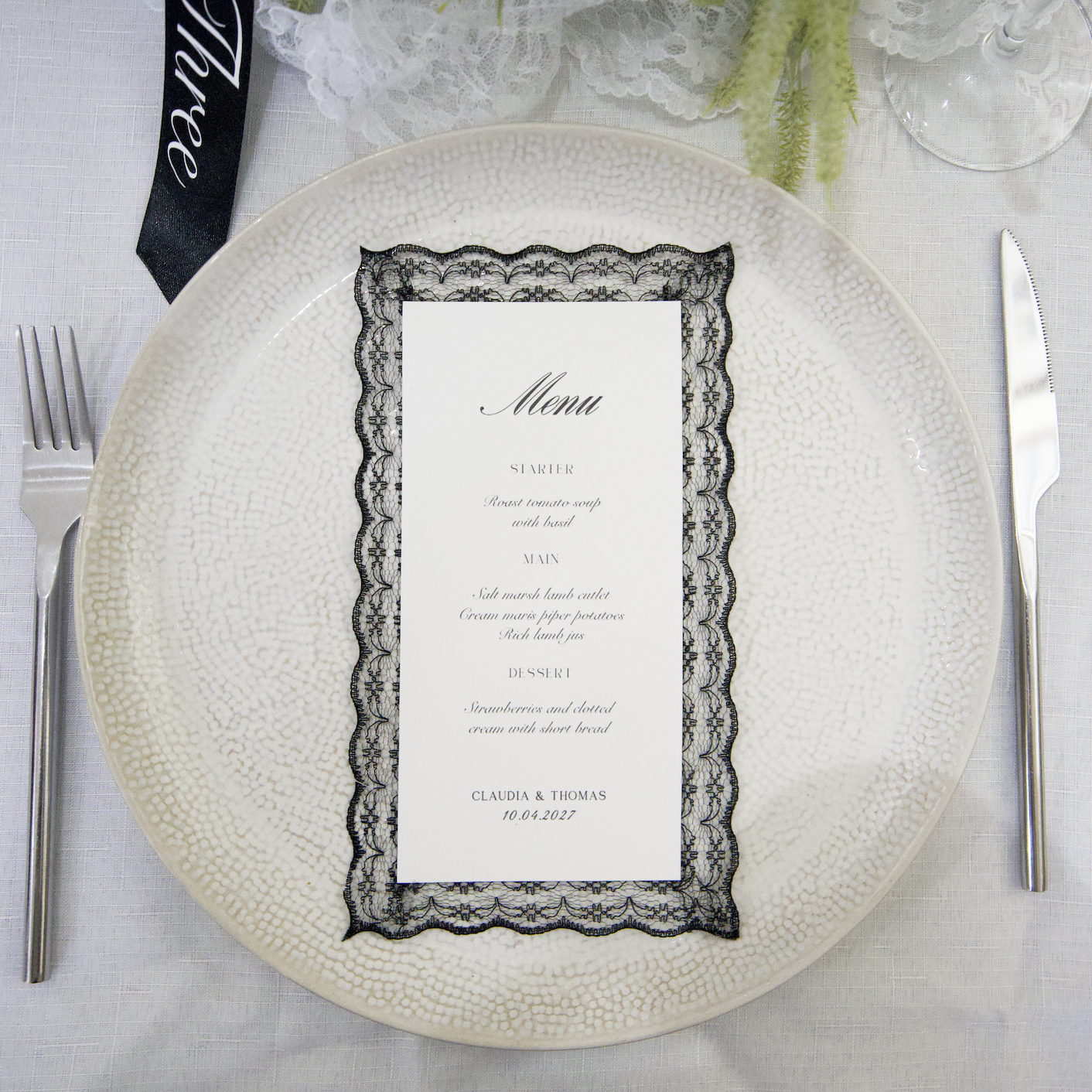 LACE TRIM VINTAGE WEDDING MENU