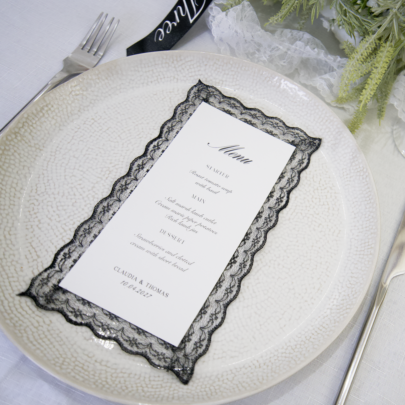 LACE TRIM VINTAGE WEDDING MENU