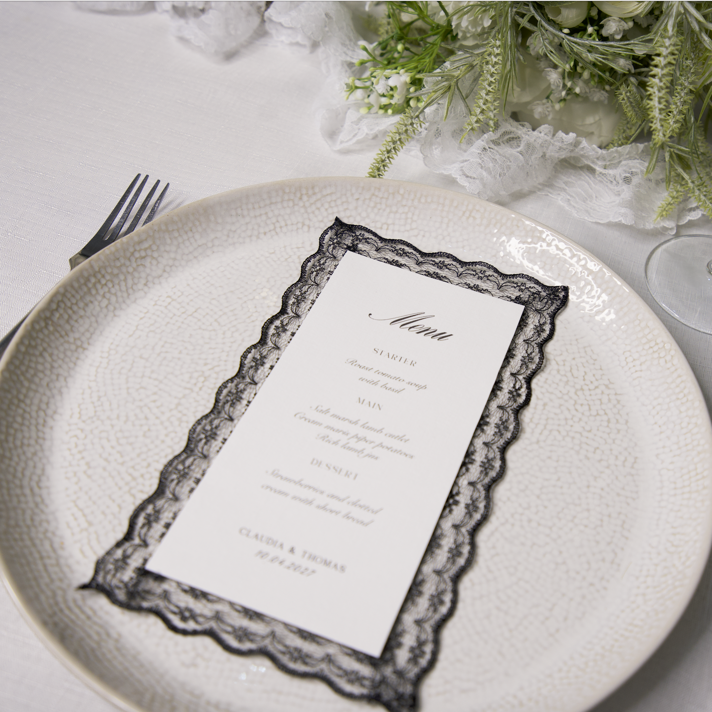 LACE TRIM VINTAGE WEDDING MENU
