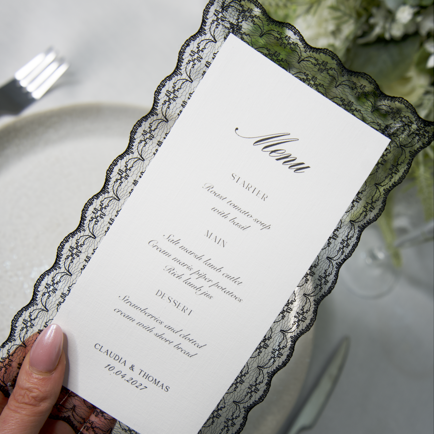 LACE TRIM VINTAGE WEDDING MENU