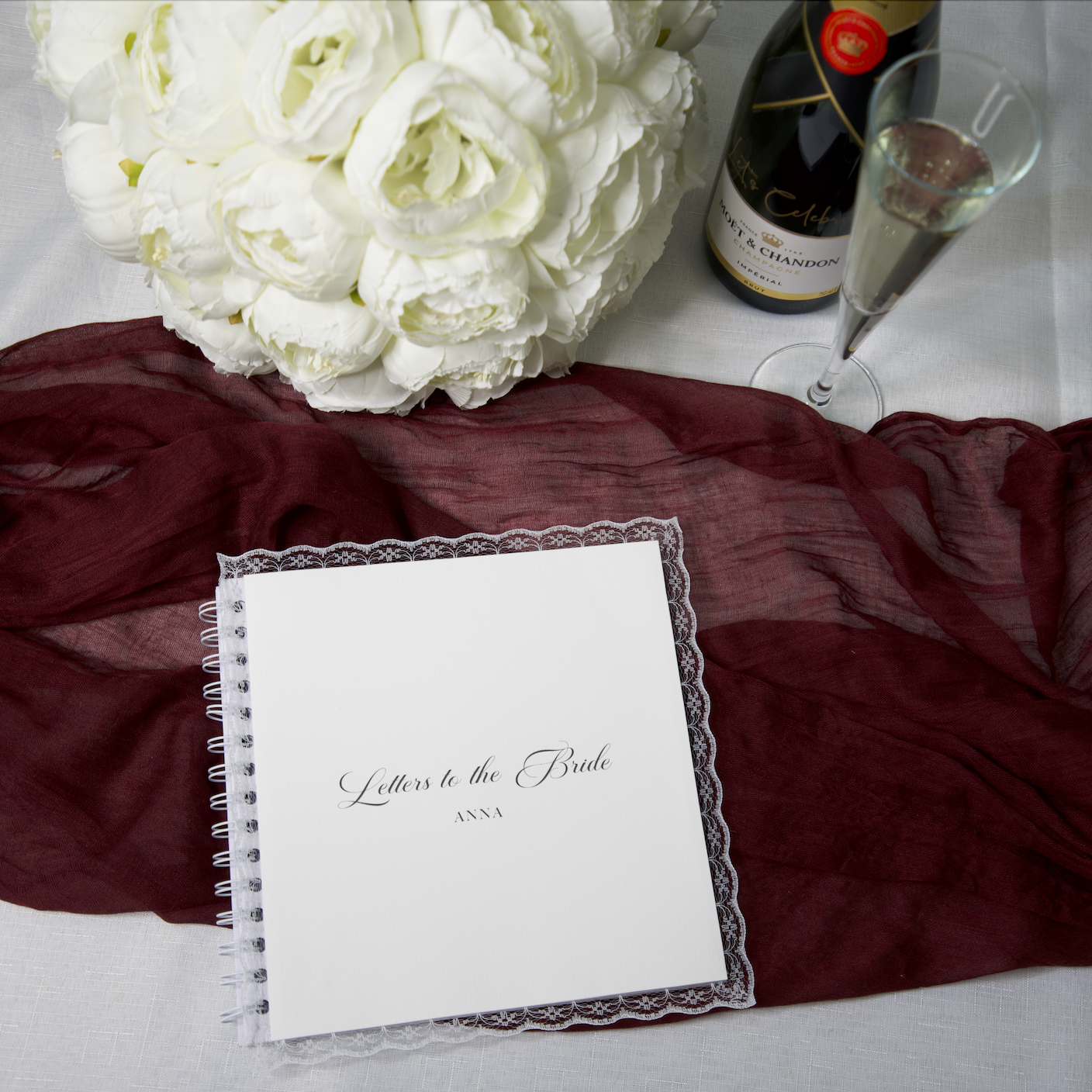 LETTERS TO THE BRIDE BOOK WITH WHITE LACE TRIM