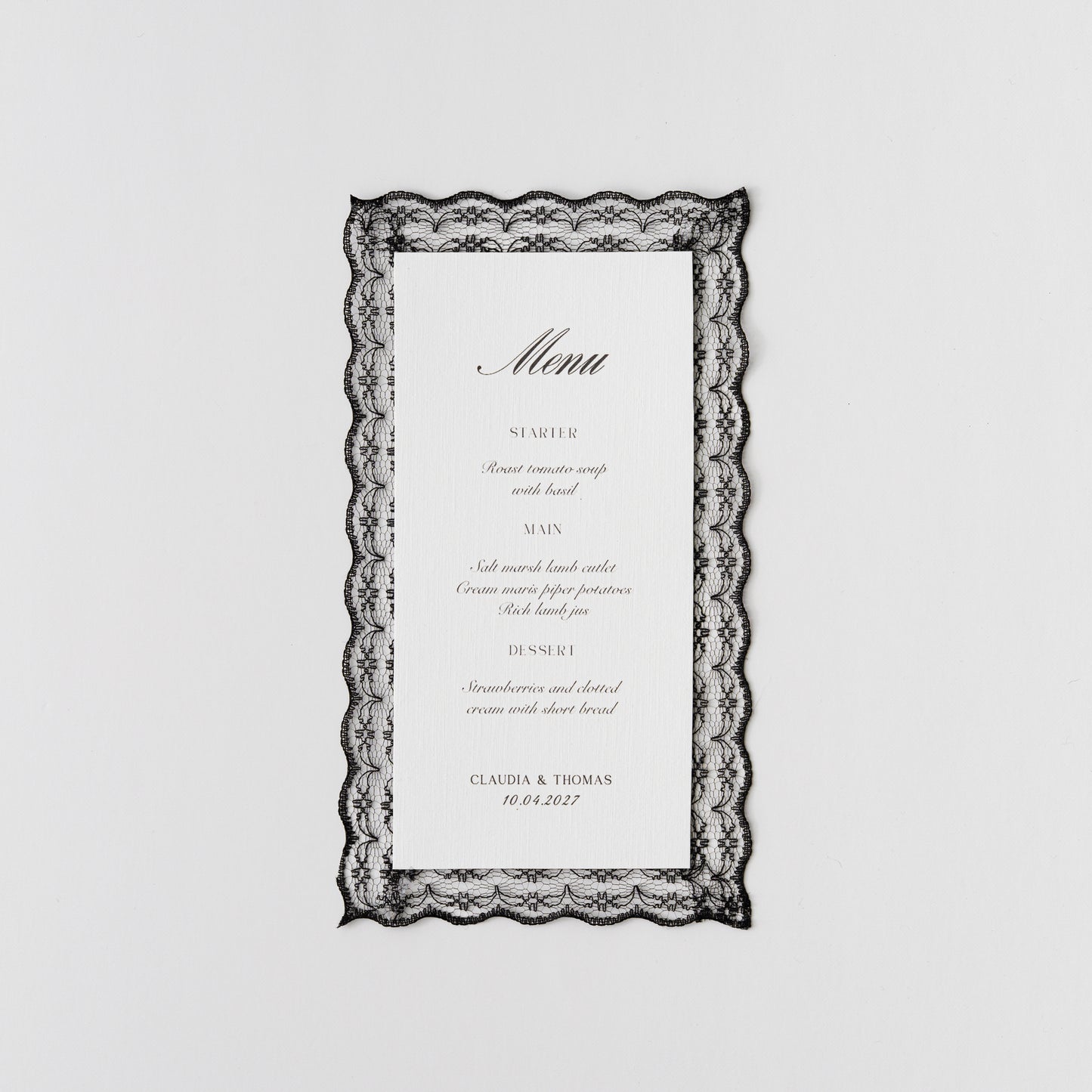 LACE TRIM VINTAGE WEDDING MENU