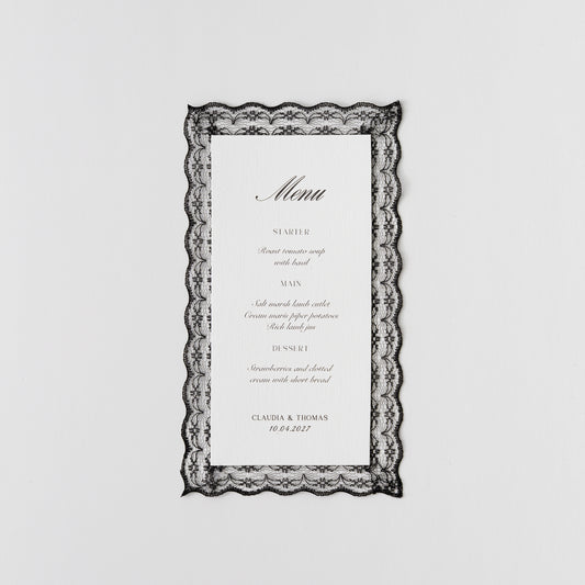 LACE TRIM VINTAGE WEDDING MENU