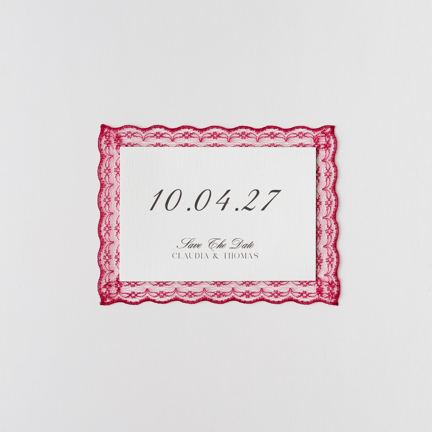 LACE TRIM SAVE THE DATE CARD