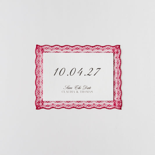 LACE TRIM SAVE THE DATE CARD