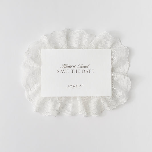 LACE FRILL SAVE THE DATE CARD